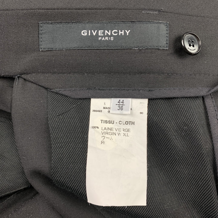 GIVENCHY Size 28 Black Wool Zip Fly Introductory Skirt