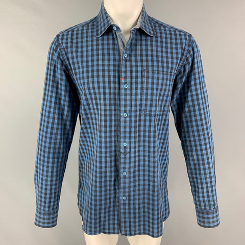 ROBERT GRAHAM Size M Black Blue Gingham Cotton Long Sleeve Shirt