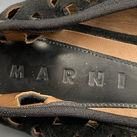 MARNI Talla 6 Zapatos planos de ante con corte negro