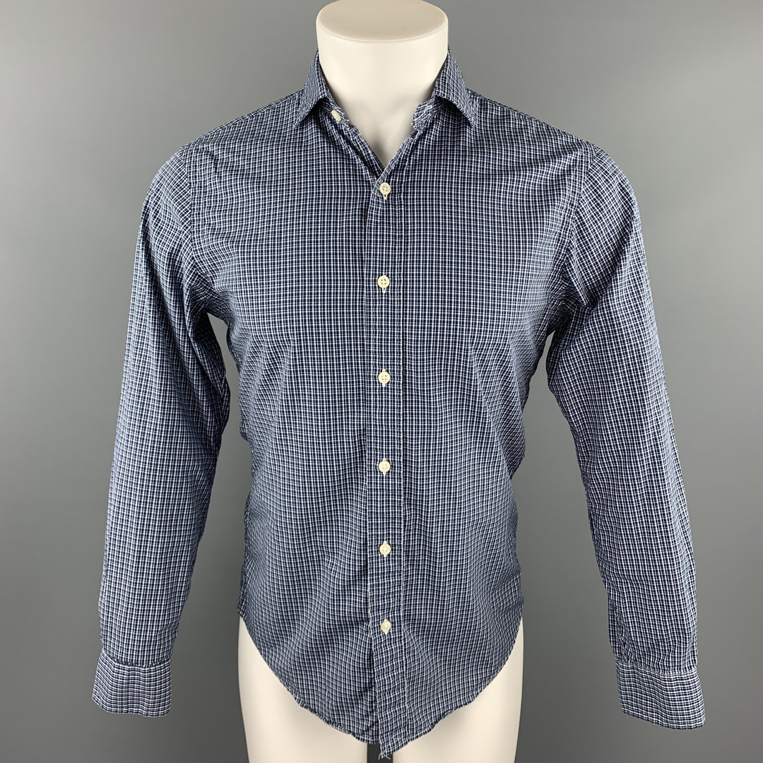 POLO by RALPH LAUREN Size S Navy Plaid Cotton Button Up Long Sleeve Shirt