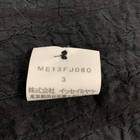 ISSEY MIYAKE Size L Black Textured Cotton Button Down Long Sleeve Shirt