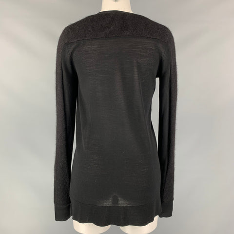 VERA WANG Size M Black Mohair Blend Mixed Fabrics Cardigan
