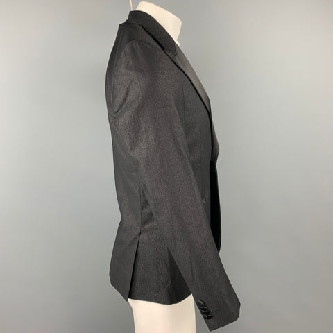 PAUL SMITH Soho Talla 38 Esmoquin regular de un solo botón en mezcla de lana negra y plateada