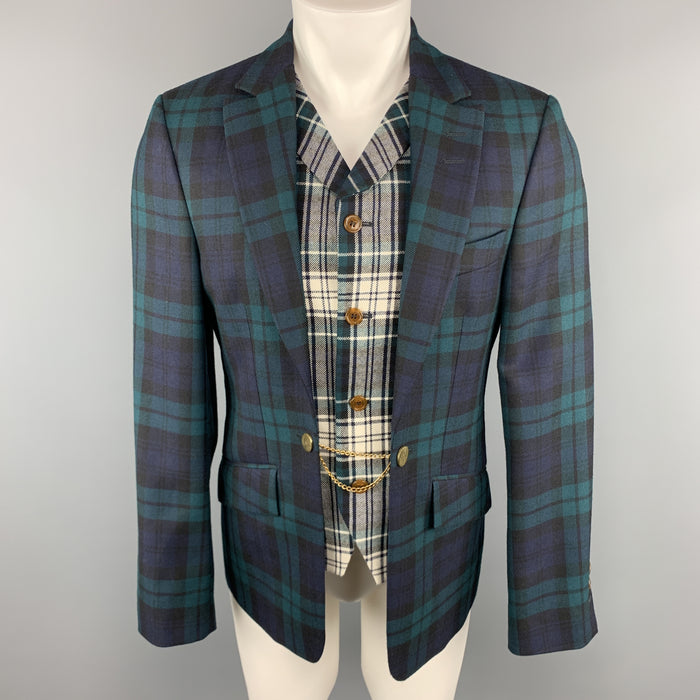 VIVIENNE WESTWOOD Size 40 Plaid Blackwatch Wool Vest Layer Sport Coat