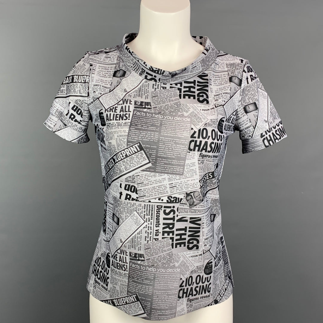NACO PARIS Taille S T-Shirt Jersey Imprimé Gris &amp; Noir