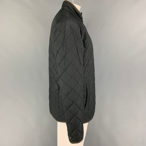 PETER MILLAR Size L Black Quilted Polyester Full Zip Jacket