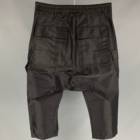 RICK OWENS DIRT S/S 18 Size 34 Black Cotton / Polyamide Drop-Crotch Casual Pants