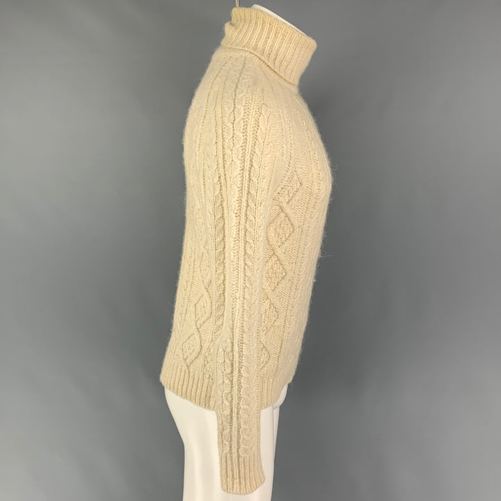 DIOR HOMME Size S Cream Knit Alpaca Blend Turtleneck Sweater