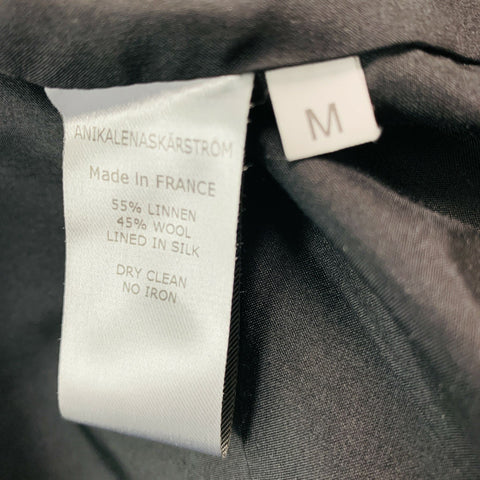 ANIKALENA SKARSTROM Taille M Manteau à simple boutonnage en laine de lin gris