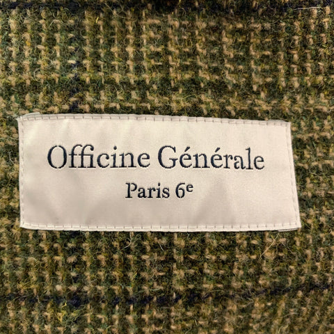 OFFICINE GENERALE Size 42 Olive Plaid Wool Notch Lapel Sport Coat
