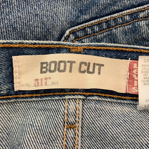 LEVI STRAUSS 517 Size 32 Blue Washed Cotton Bootcut Jeans