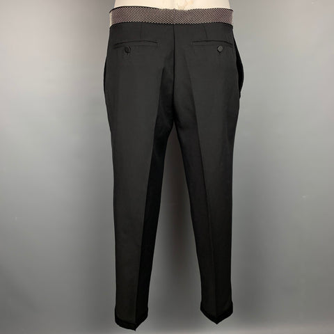 ALEXANDER MCQUEEN Talla 34 Pantalón de vestir negro con cremallera de lana / mohair con cuentas