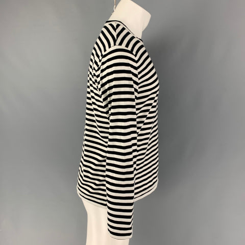COMME des GARCONS PLAY Size L Black White Stripe Cotton Long Sleeve T-shirt