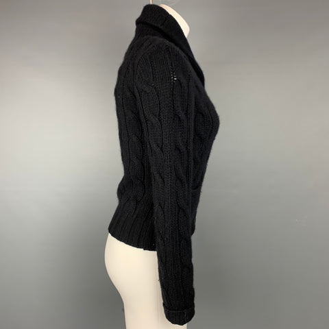RALPH LAUREN Blue Label Taille S Cardigan tricoté noir en cachemire / laine