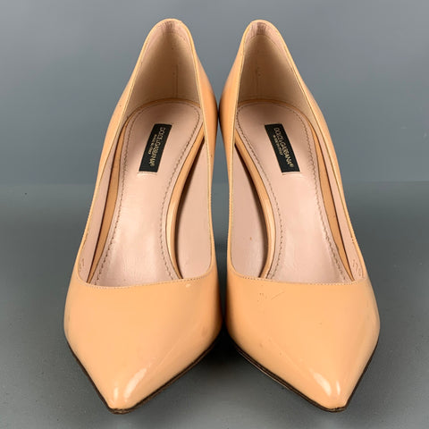 DOLCE & GABBANA Size 7 Beige Patent Leather Pointed Toe Pumps