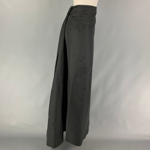 MICHAEL KORS Size 8 Black Silk Train Long Skirt