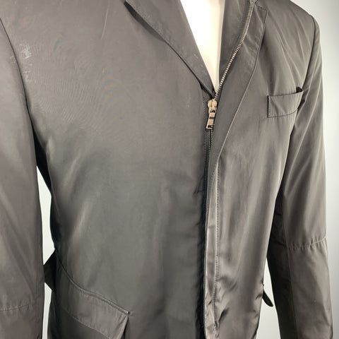 NEIL BARRETT Chest Size S Solid Black Polyester Full Zip Jacket