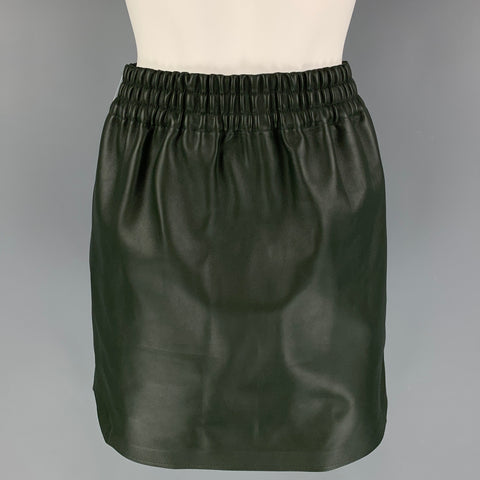 BOTTEGA VENETA Minifalda de cuero verde Talla S