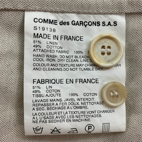 COMME des GARCONS Size M Off White Linen Cotton Notch Lapel Sport Coat