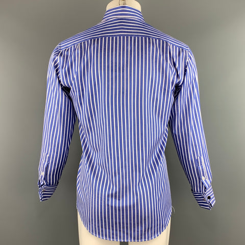 PAUL SMITH Taille L Chemise à manches longues boutonnée en coton à rayures bleues et blanches