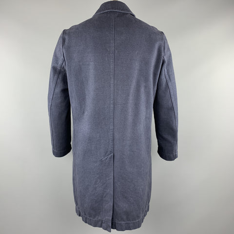 S.K.U. Size L Navy Solid Cotton Buttoned Coat
