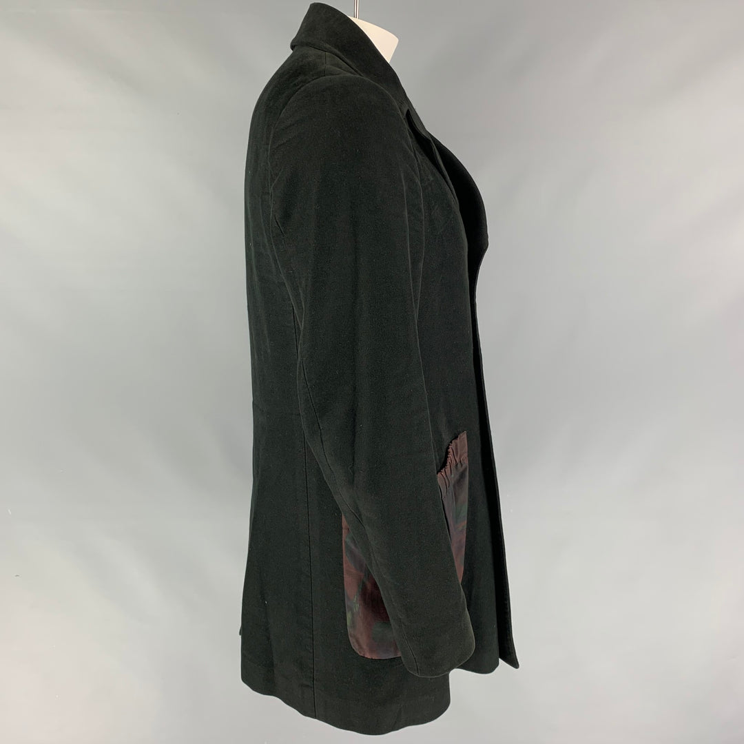 ETRO Size 38 Black Elastic Pockets Double Breasted Coat