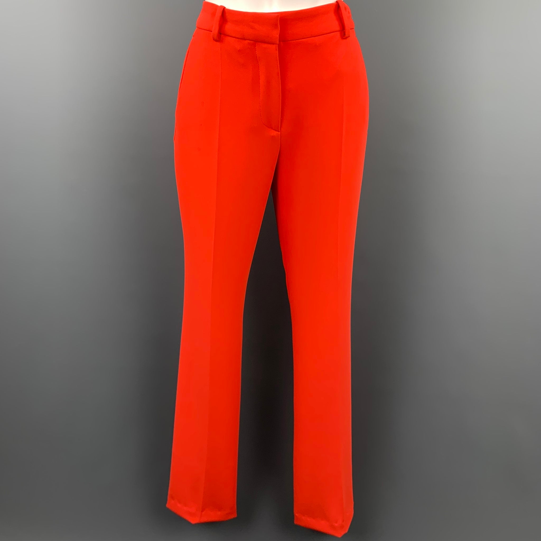 CEDRIC CHARLIER Size 4 Orange Polyester Blend Dress Pants Sui