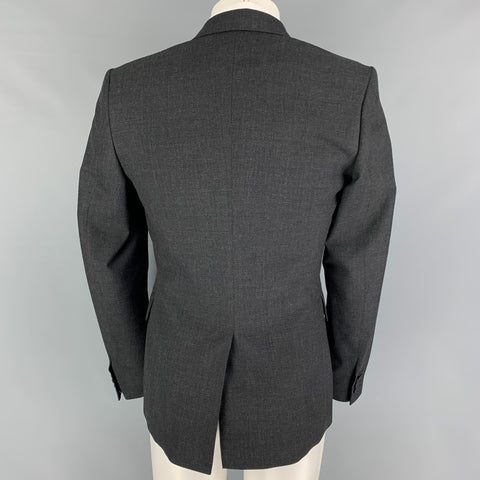 DRIES VAN NOTEN Size 38 Charcoal Wool Peak Lapel Sport Coat
