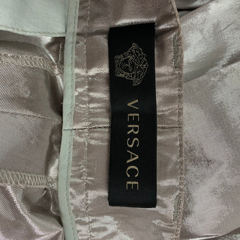 VERSACE Size 34 Silver Metallic Pleated Dress Pants