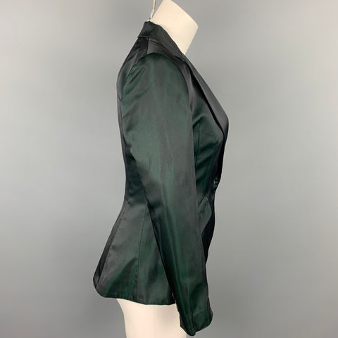 RALPH LAUREN Black Label Size 4 Dark Green & Black Silk / Acetate Jacket Blazer