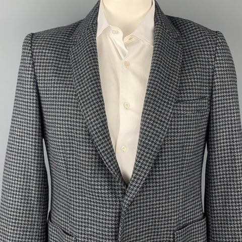 DUCKIE BROWN Size 44 Gray & Black Houndstooth Wool Blend Sport Coat
