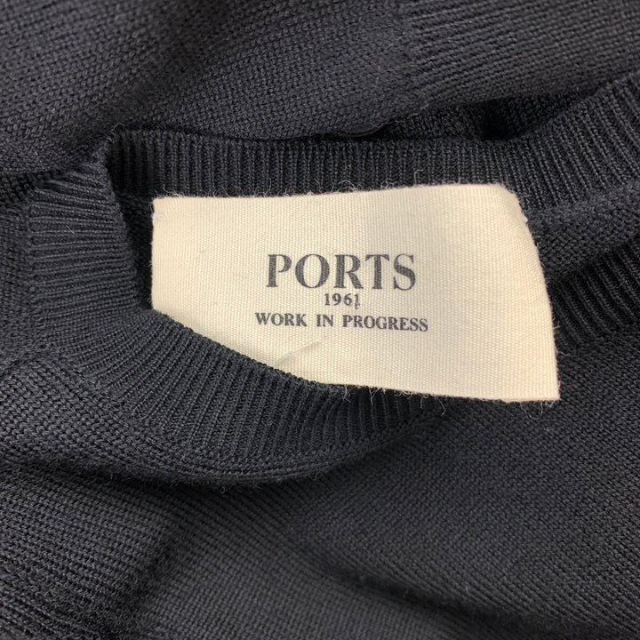 PORTS 1961 Size S Black Knitted Wool Crew-Neck Pullover