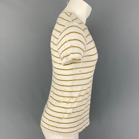IRO Size XS White Olive Stripe Linen Mina T-shirt