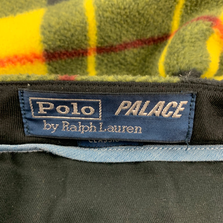 POLO by RALPH LAUREN x PALACE Size 32 Yellow Black Plaid Polyester Zip Fly Dress Pants
