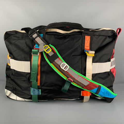 ZARA Black Multi-Color Nylon Weekender Bowling Bag