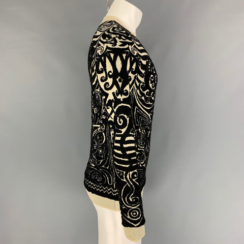 Vintage 1990's JEAN PAUL GAULTIER Size M Black Beige Tattoo Wool / Polyamide Pullover