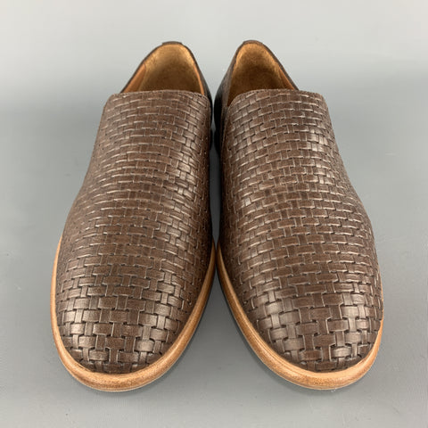 AQUATALIA Mocassins à enfiler en cuir tressé marron taille 10