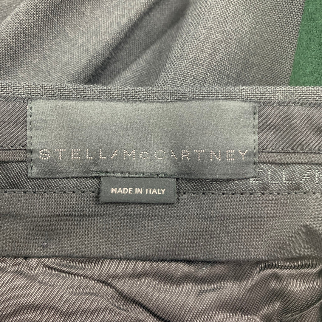 STELLA McCARTNEY Size 30 Charcoal & Green Wool Stirrup Tuxedo Dress Pants