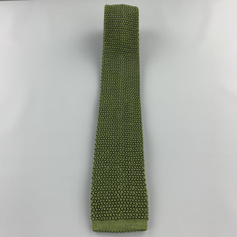 PAUL STUART Olive Silk Textured Knit Tie