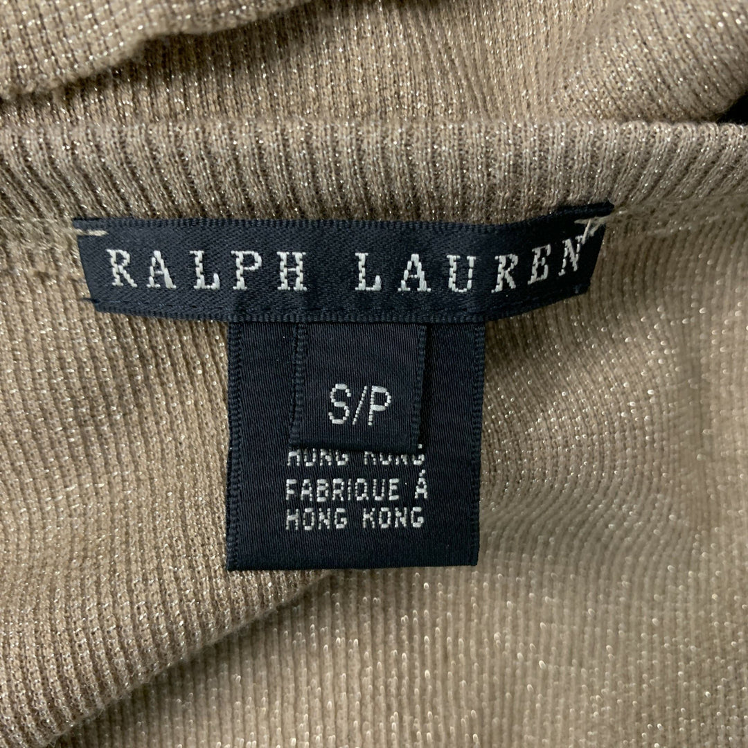 RALPH LAUREN Size S Gold Cotton Blend Ribbed T-Shirt