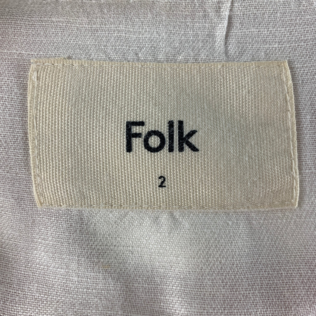 FOLK Size M Cream Yellow Dots Cotton / Linen Short Sleeve Shirt