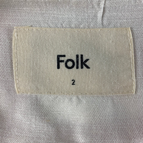 FOLK Taille M Chemise à manches courtes en coton/lin à pois jaune crème