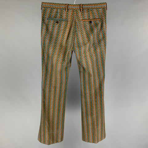 PRADA Size 32 Green Blue Squares Cotton Casual Pants