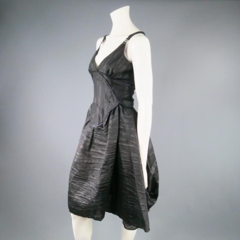COSA NOSTRA by Jeffrey Sebelia Size M Black Textured Silk Blend Jacket & Dress Set