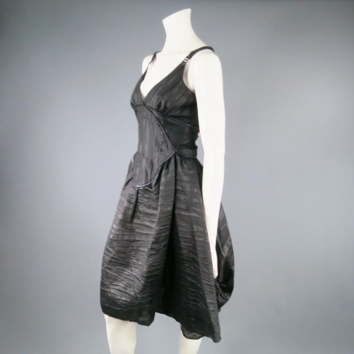 COSA NOSTRA by Jeffrey Sebelia Size M Black Textured Silk Blend Jacket & Dress Set