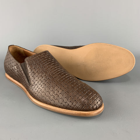 AQUATALIA Mocassins à enfiler en cuir tressé marron taille 10