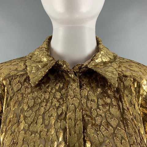 MICHAEL KORS -COLECCIÓN- Blusa con botones metálicos de seda y poliéster dorado talla 4