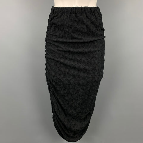 COMME des GARCONS TRICOT Size S Black Eyelet Cotton Blend Ruched Skirt