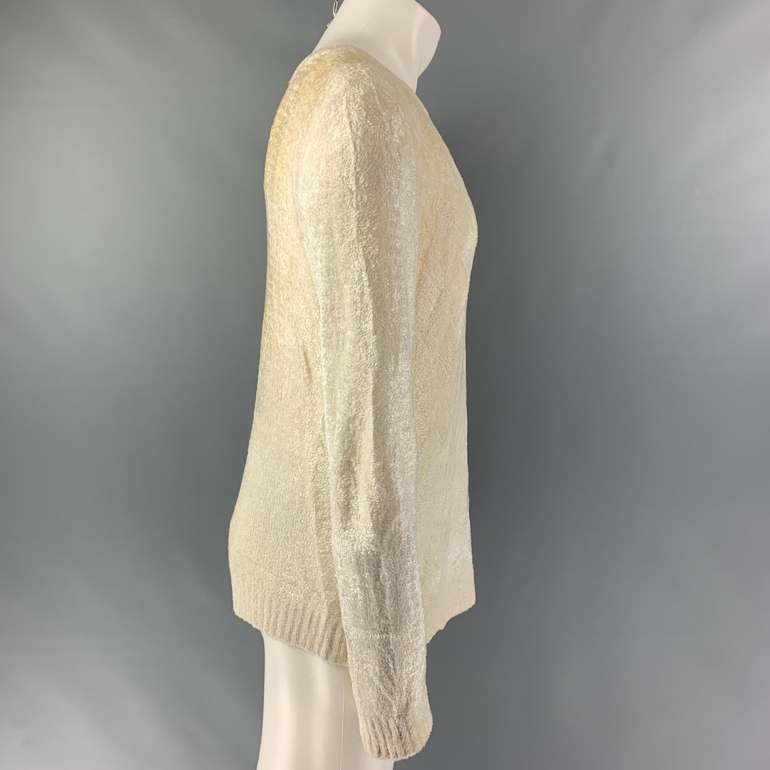 EMPORIO ARMANI Taille XS Pull à col rond en mélange de viscose blanc cassé