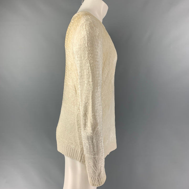 EMPORIO ARMANI Taille XS Pull à col rond en mélange de viscose blanc cassé